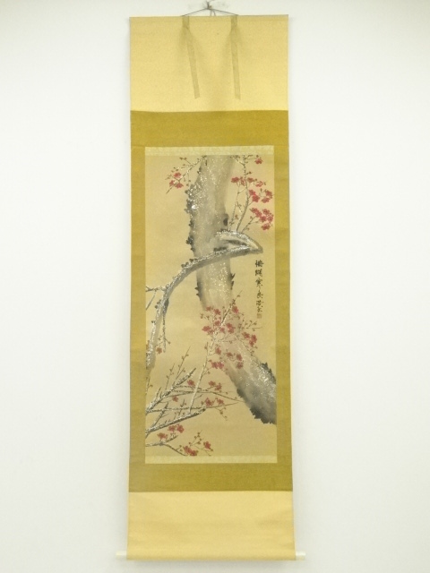 JAPANESE HANGING SCROLL / HAND PAINTED / UME BLOSSOM